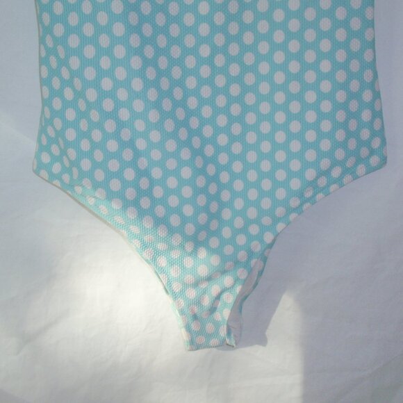 Aerie Blue and White Polka Dot One piece Swim Suit One-piece Cheeky L - Picture 3 of 11